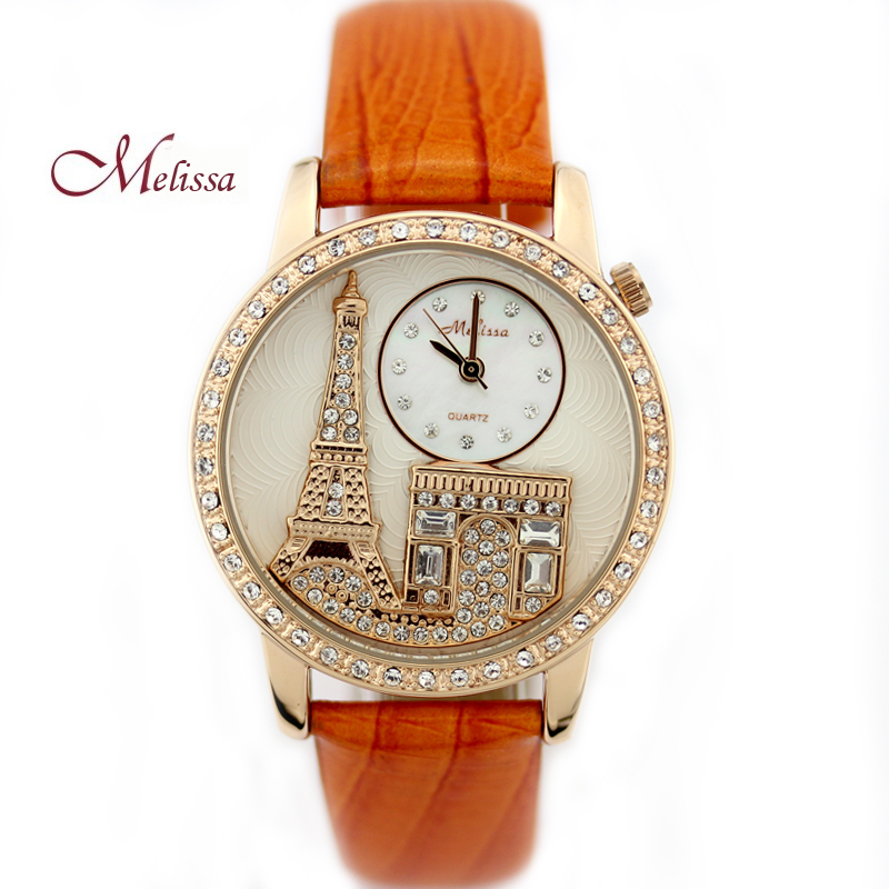 礼物玛丽莎正品潮流石英手表水晶装饰时尚镶钻表气质女表铁塔腕表