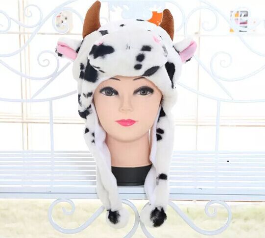 短款奶牛动物帽子保暖护耳实用卡通动物帽子舞台道具新年好礼