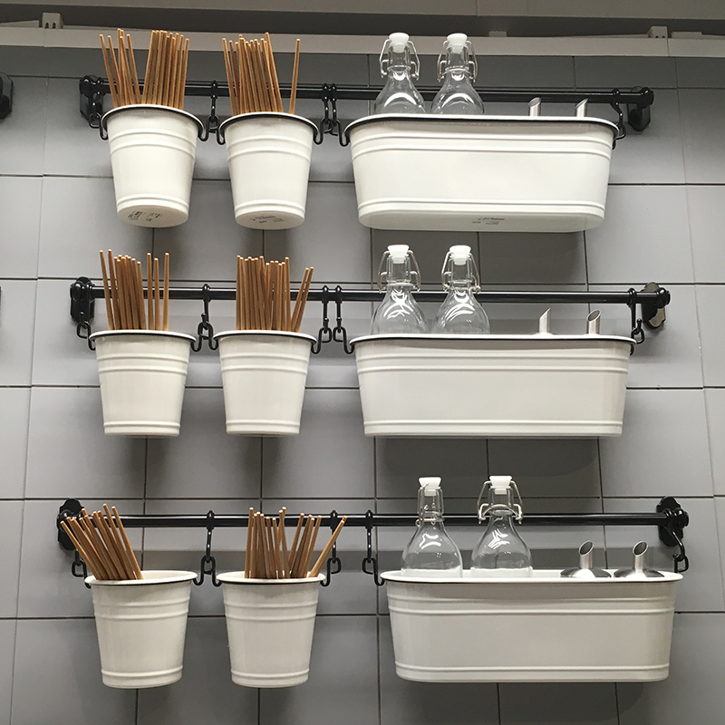 IKEA成都宜家芬托壁挂式餐具架筷筒网篮调料挂件厨房厨具收纳架