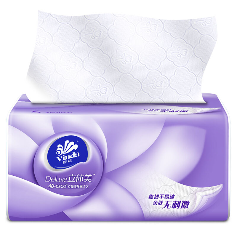维达抽纸立体美系列食品级软抽面巾纸V2885A纸巾3层110抽10包