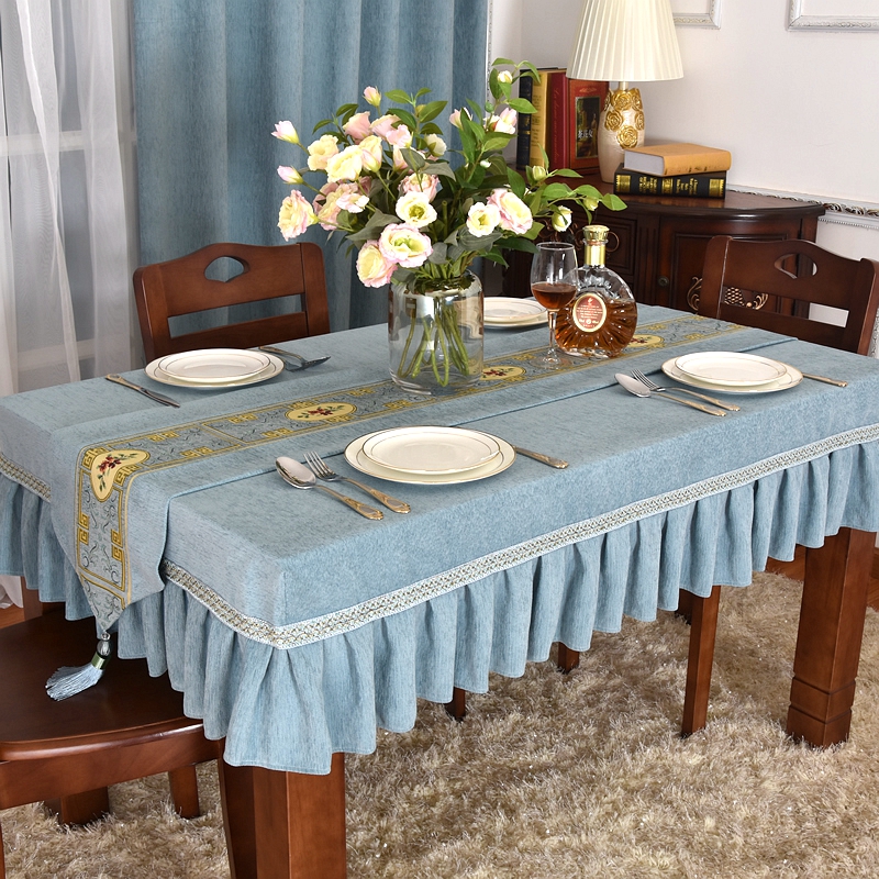 简约现代纯色长方形餐桌套家用折叠椭圆桌桌布布艺茶几罩冬天桌布
