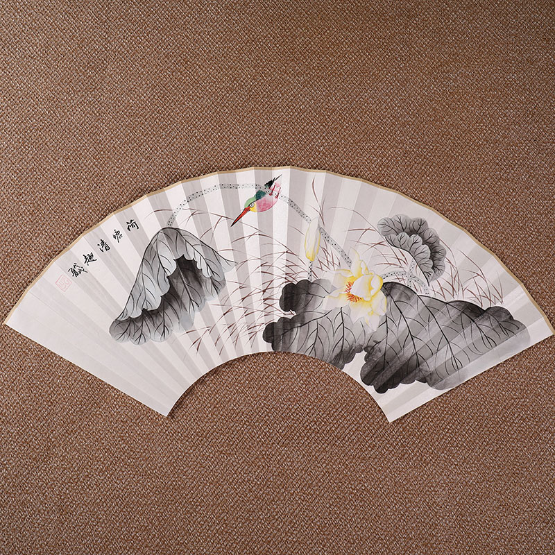9寸9.5寸苏工手绘书法扇面文玩折扇配件中国风水墨花鸟山水纸扇面
