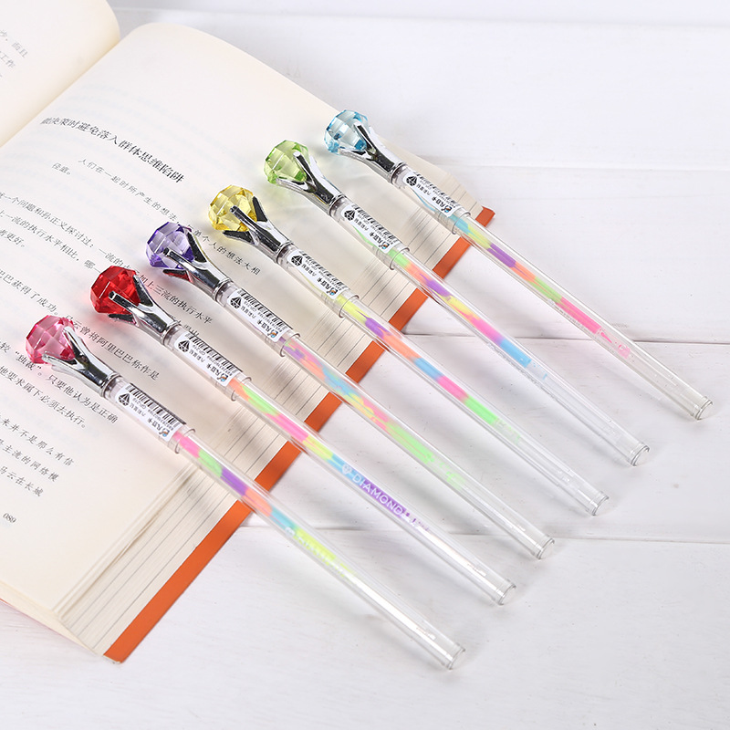 彩色小清新闪亮钻石荧光笔创意多色宝石水笔记号笔重点标记笔学生