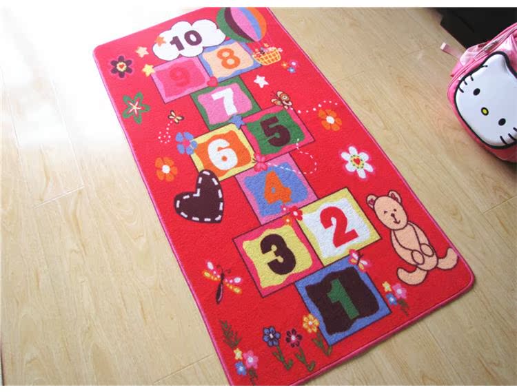儿童跳房子跳格子地毯游戏爬行垫可爱女孩卧室床边数字卡通地垫子