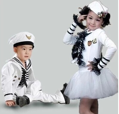 儿童舞蹈合唱服男女童小海军装水手服海军演出表演服水兵长款套装