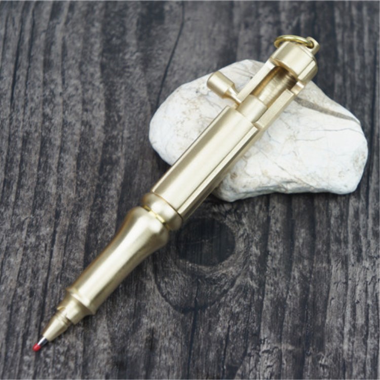 复刻中山英俊肥版款黄铜机械笔按动笔铜笔手工机枪笔签字笔