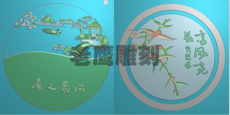 北京精雕JDP 灰度图BMP 电脑浮雕图 山水 竹子