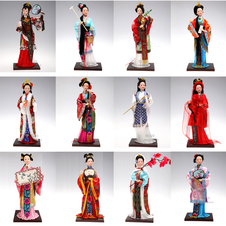 创意中国人偶娃娃 红楼梦十二金钗摆件工艺品 家居玩偶摆设礼品