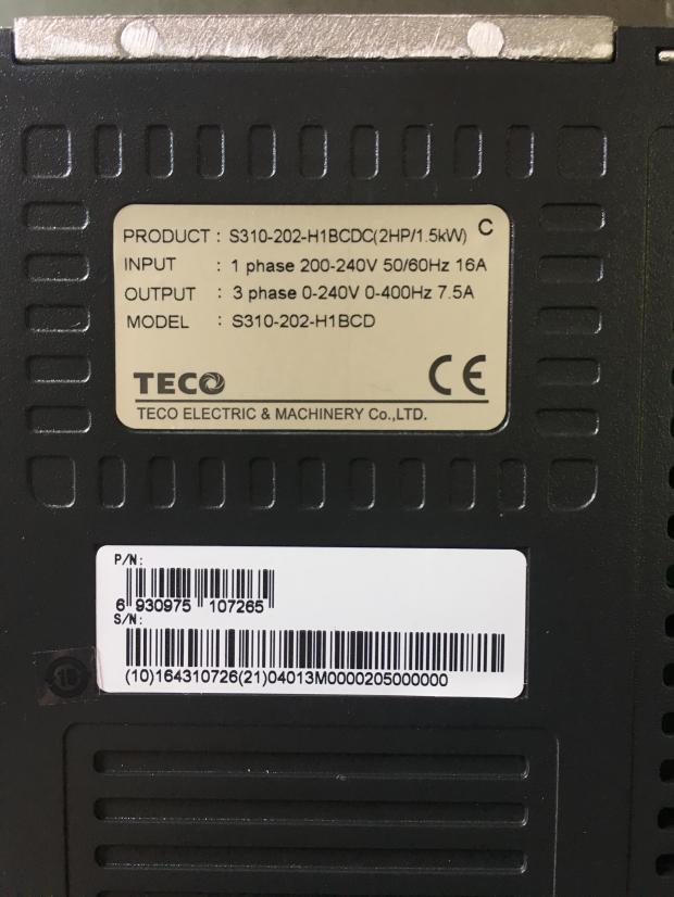 TECO台安科技（无锡）变频调速器S310-202-H1BCD 1.5KW 单相220V