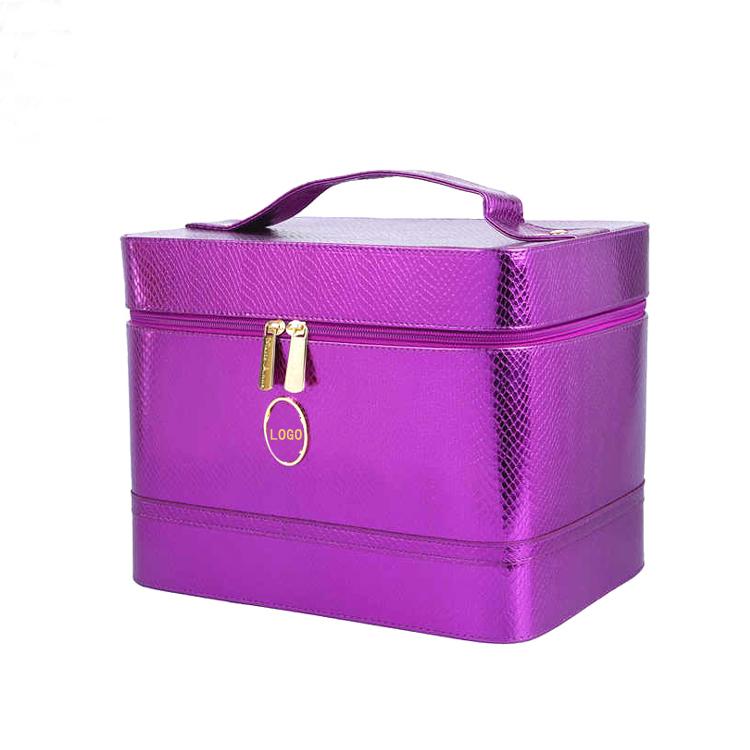 玛丽艳美容包化妆包紫色PU革大容量手提箱美容师用杭州金钻工作室