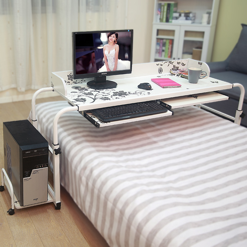 家用移动升降懒人电脑桌双人台式跨床桌书桌床上餐桌护理桌卧床用