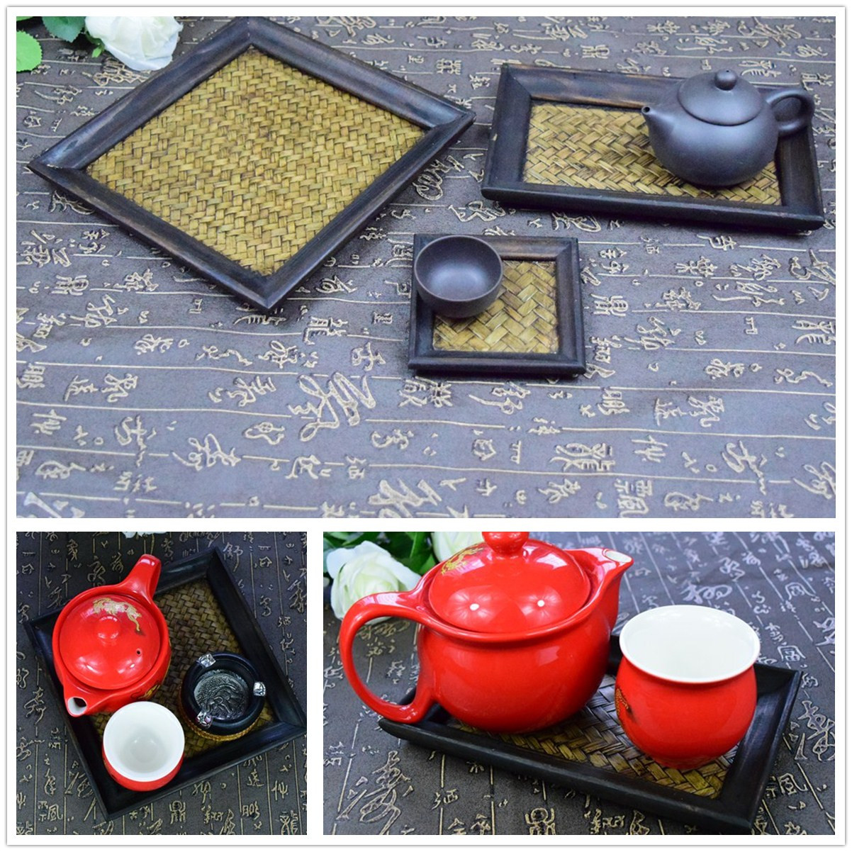泰式家居木质竹编杯垫实木隔热垫竹杯垫茶道茶具茶海茶杯垫茶盘