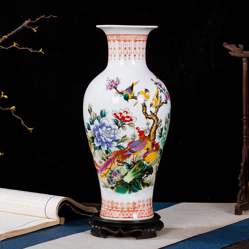 景德镇陶瓷花瓶婚庆陶瓷瓷器电视背景墙分开一对摆件装饰摆件品