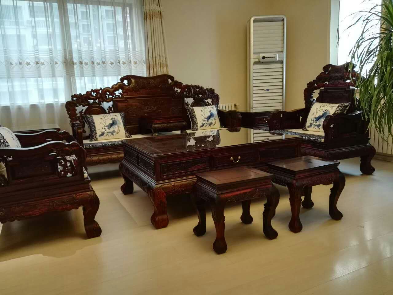 青岛国标红木家具中式古典酸枝木锦绣客厅沙发组合明清古典家具